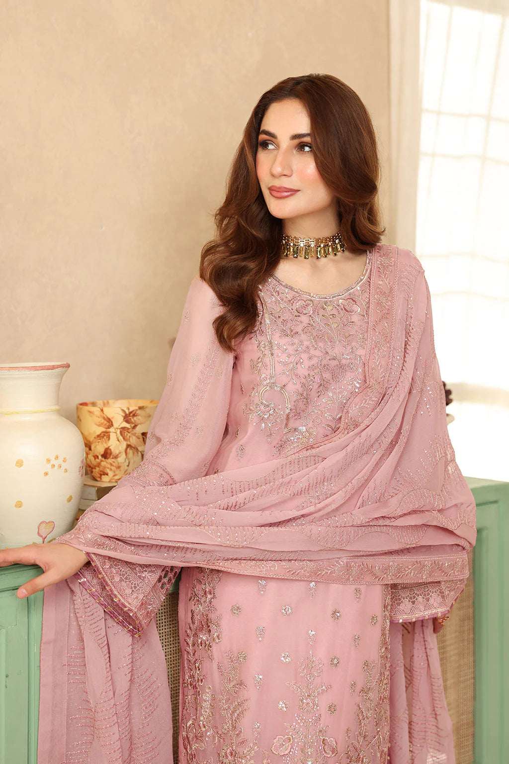 Embroidered Chiffon Ready-to-Wear Suit- BB-201