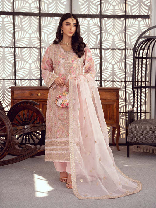 Exclusive Organza Floral Formal – 3pc Stitched Set