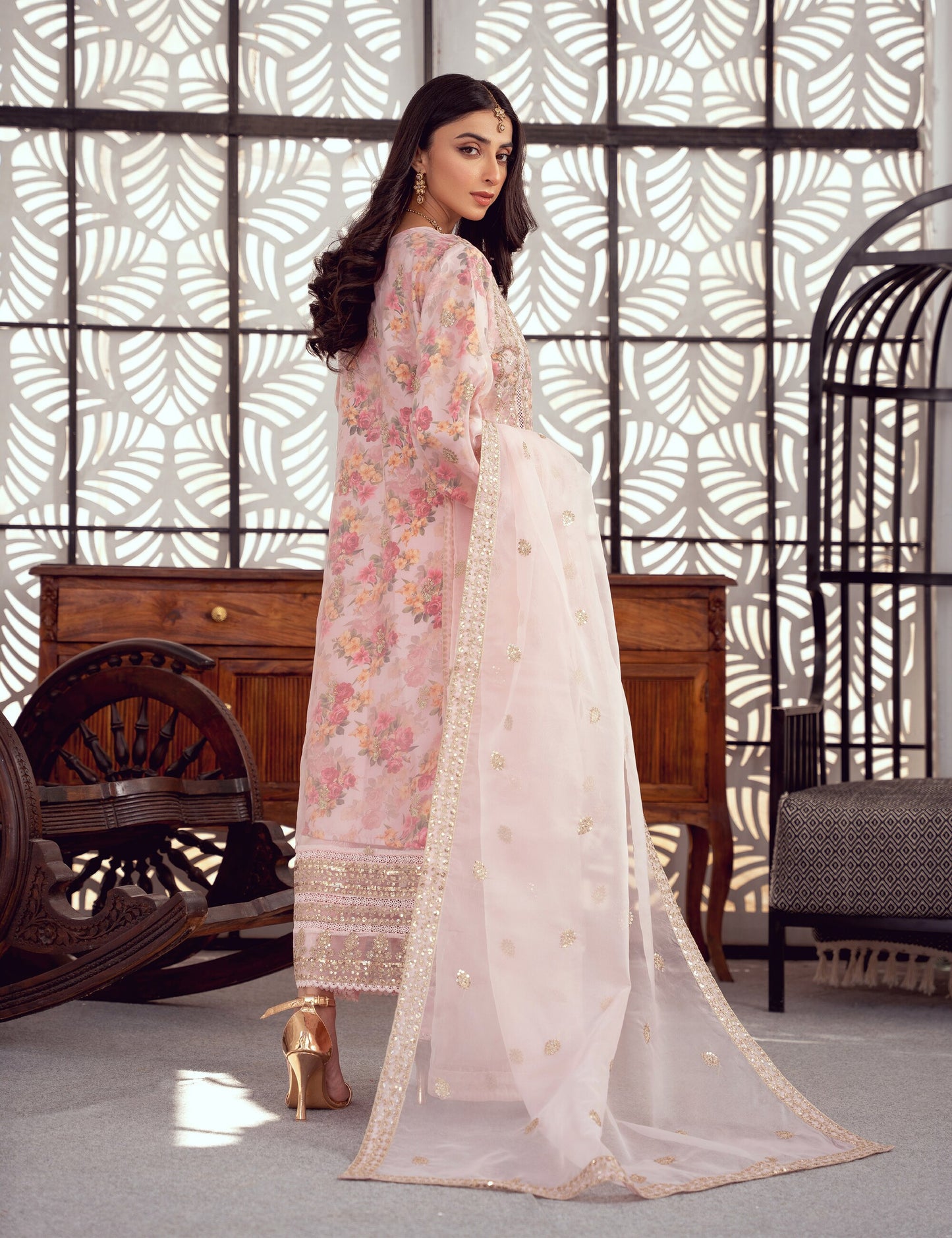 Exclusive Organza Floral Formal – 3pc Stitched Set