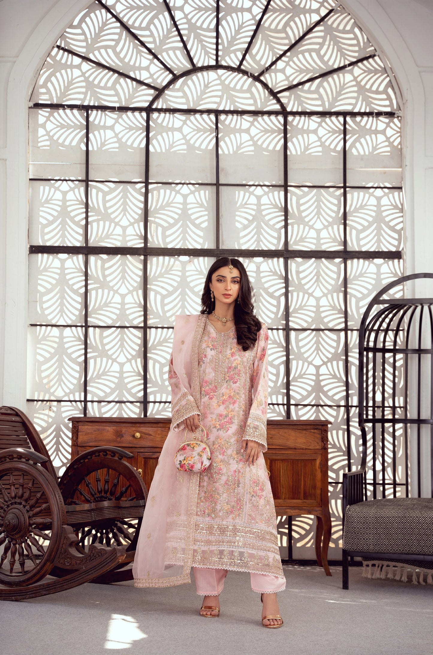 Exclusive Organza Floral Formal – 3pc Stitched Set