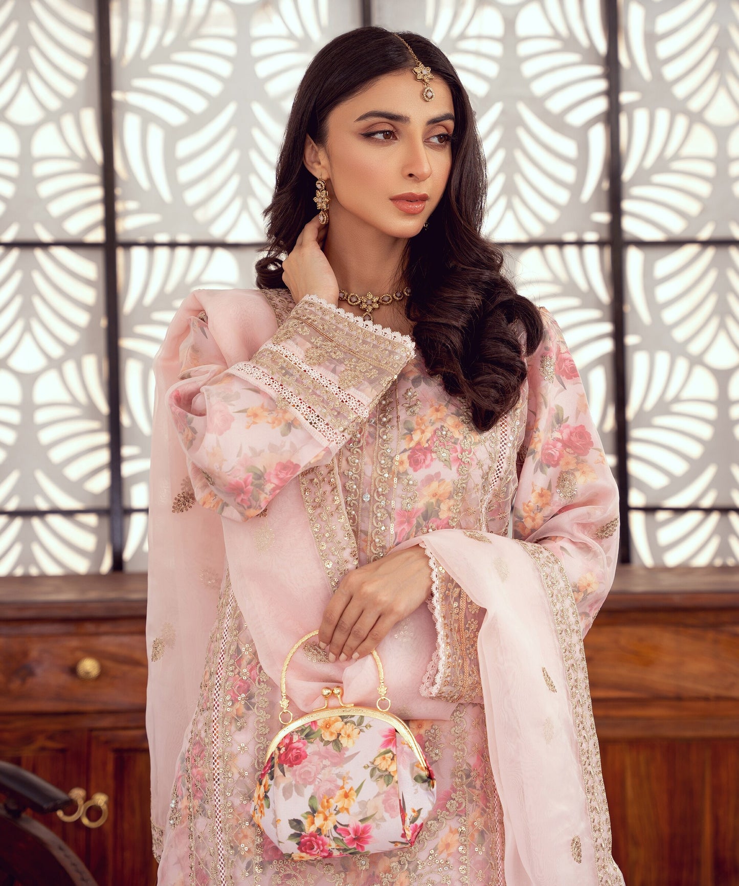 Exclusive Organza Floral Formal – 3pc Stitched Set