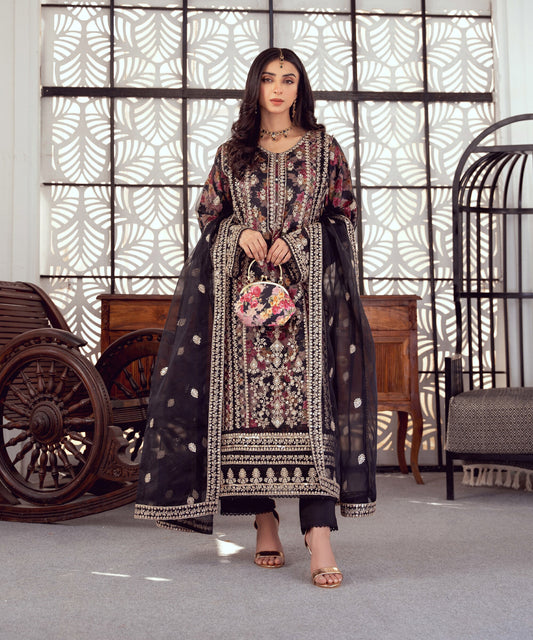 Exclusive Organza Floral Formal – 3pc Stitched Set