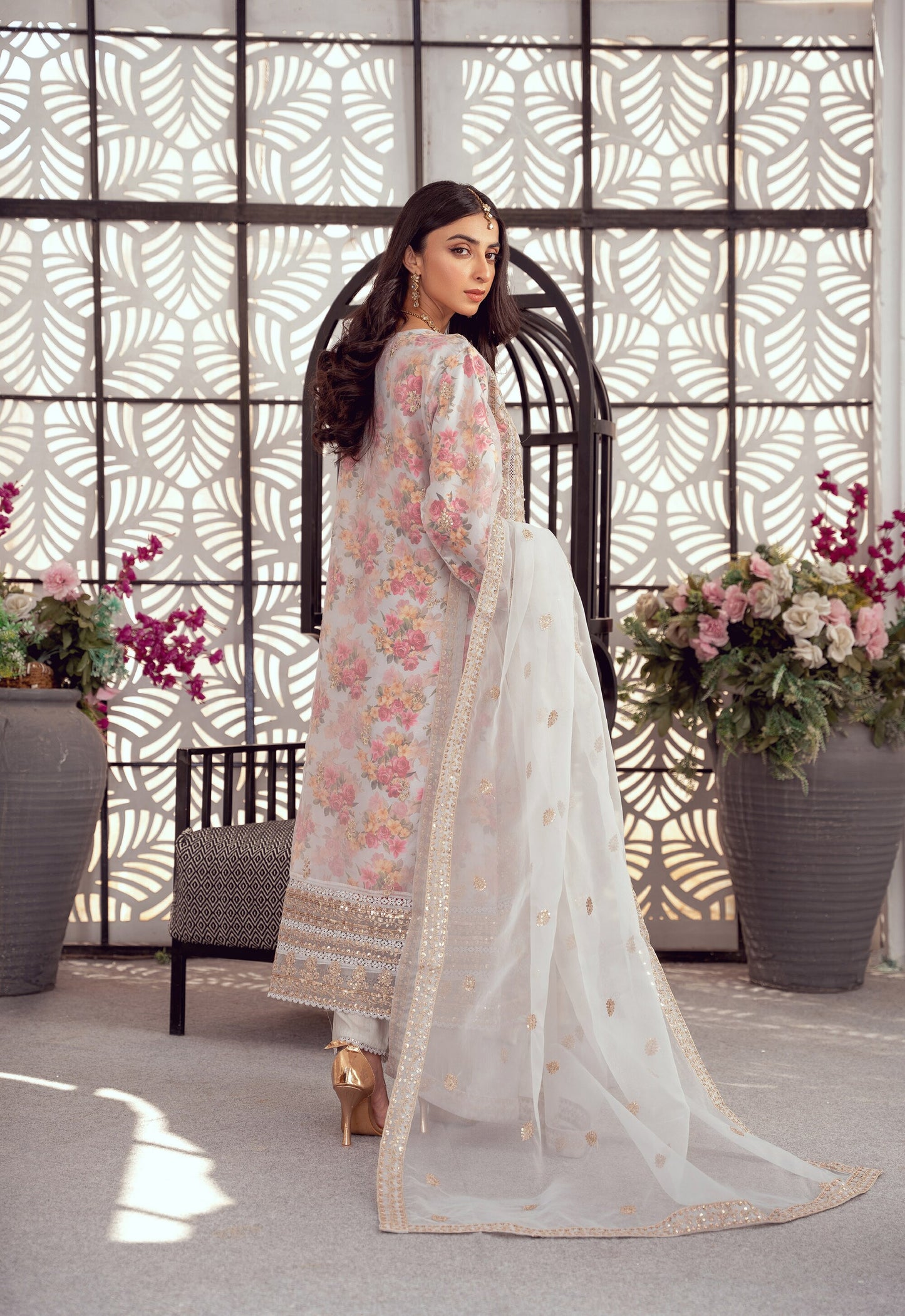 Exclusive Organza Floral Formal – 3pc Stitched Set