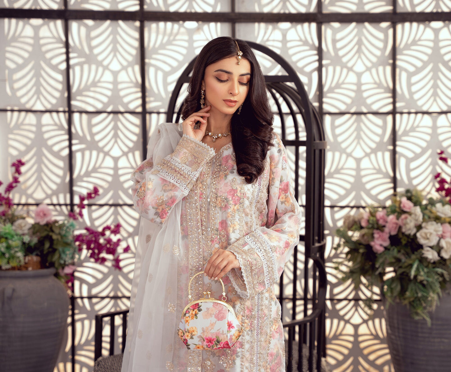 Exclusive Organza Floral Formal – 3pc Stitched Set
