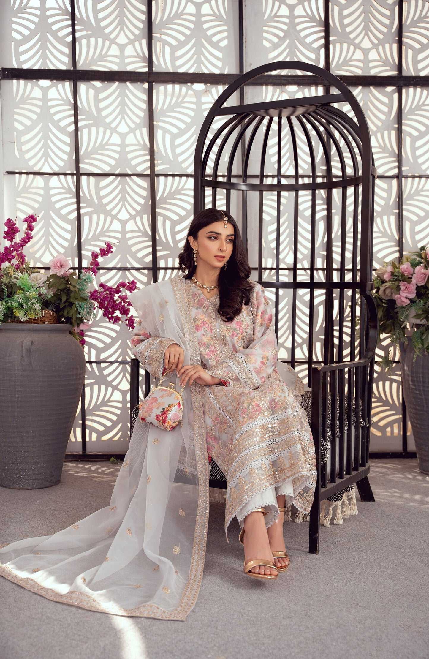 Exclusive Organza Floral Formal – 3pc Stitched Set