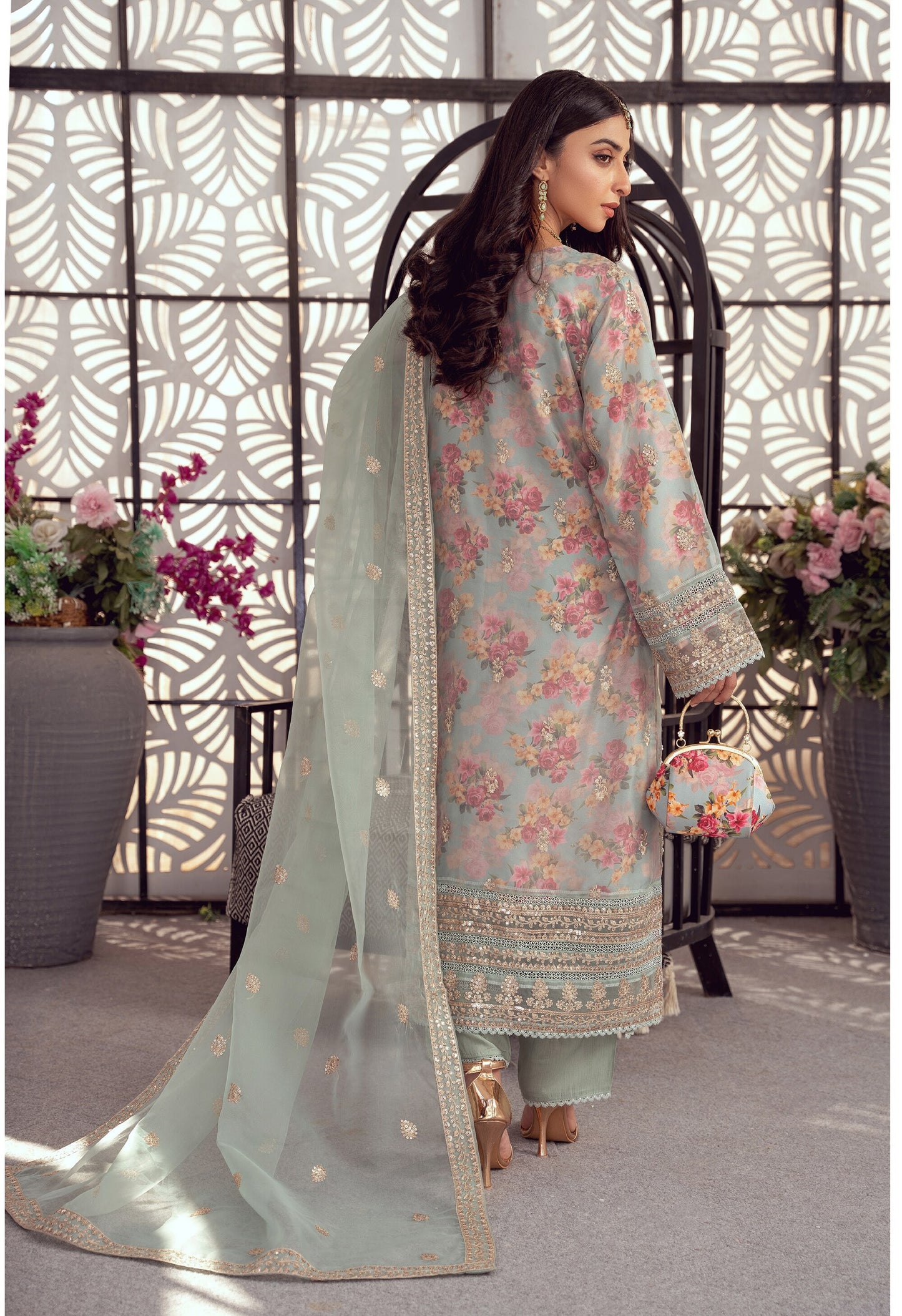 Exclusive Organza Floral Formal – 3pc Stitched Set
