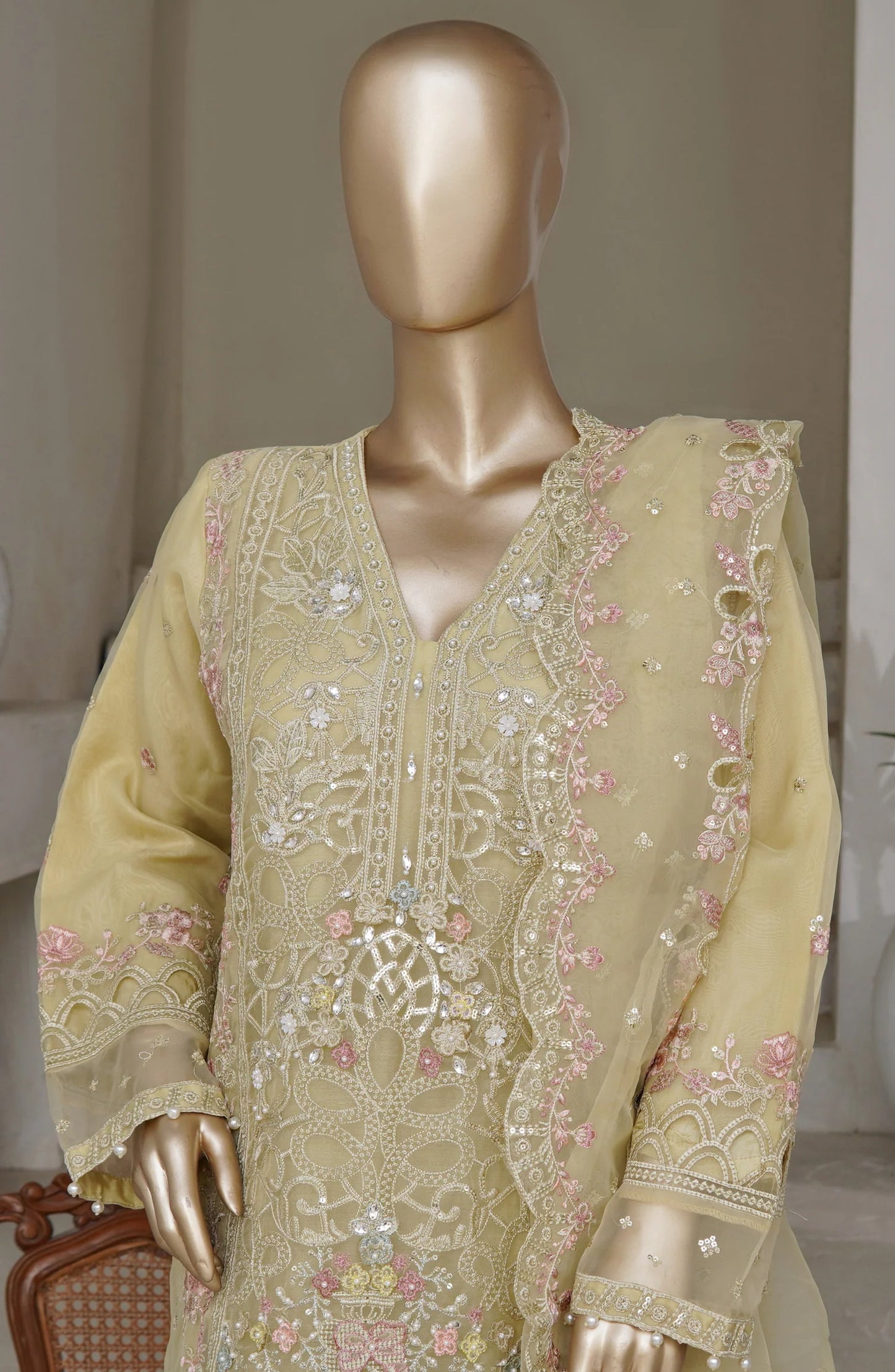 Sadabahar Mahpara Embroidered Organza Stitched - Luxe Organza Vol 17