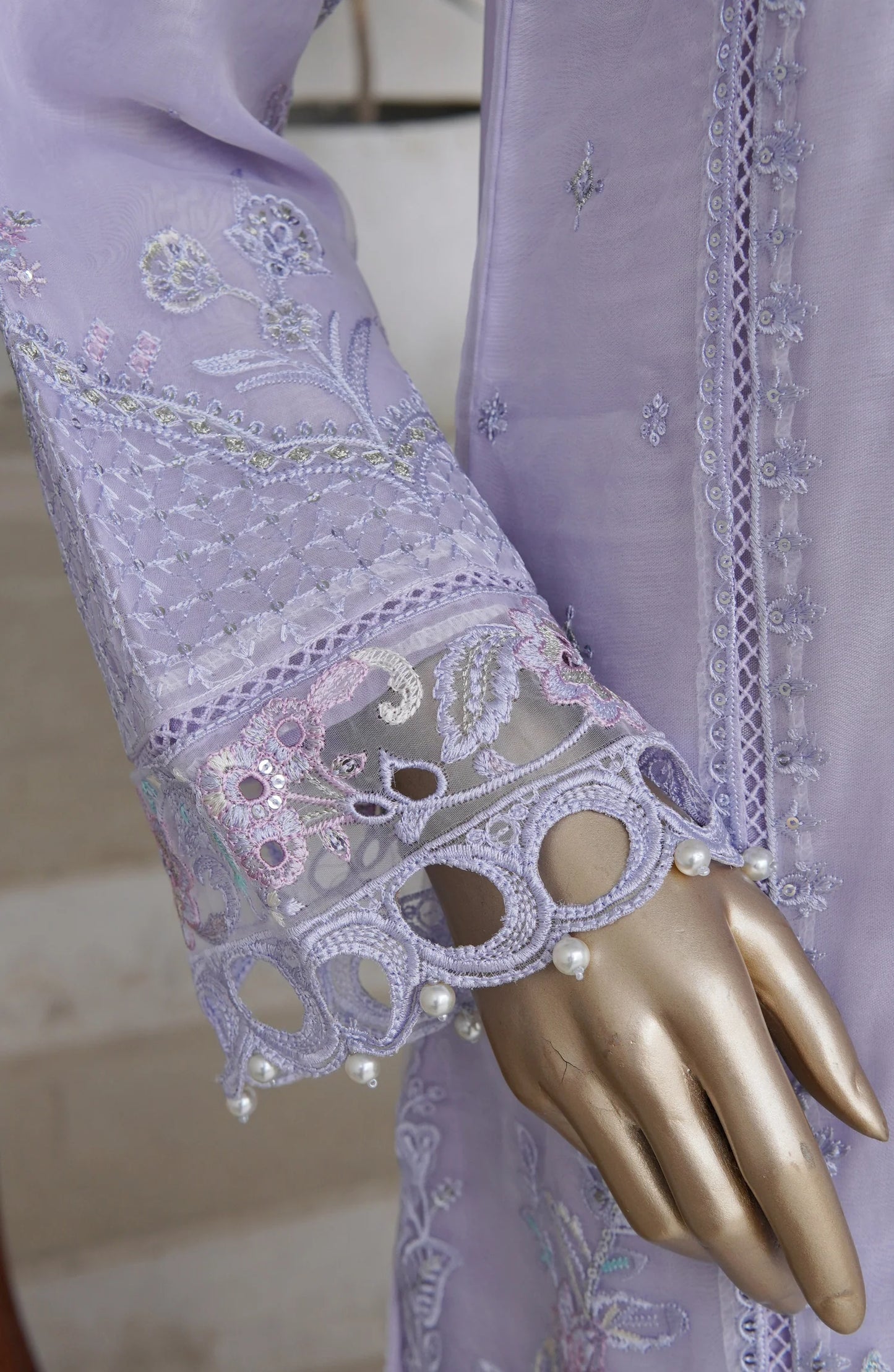 Sadabahar Mahpara Embroidered Organza Stitched - Luxe Organza Vol 17