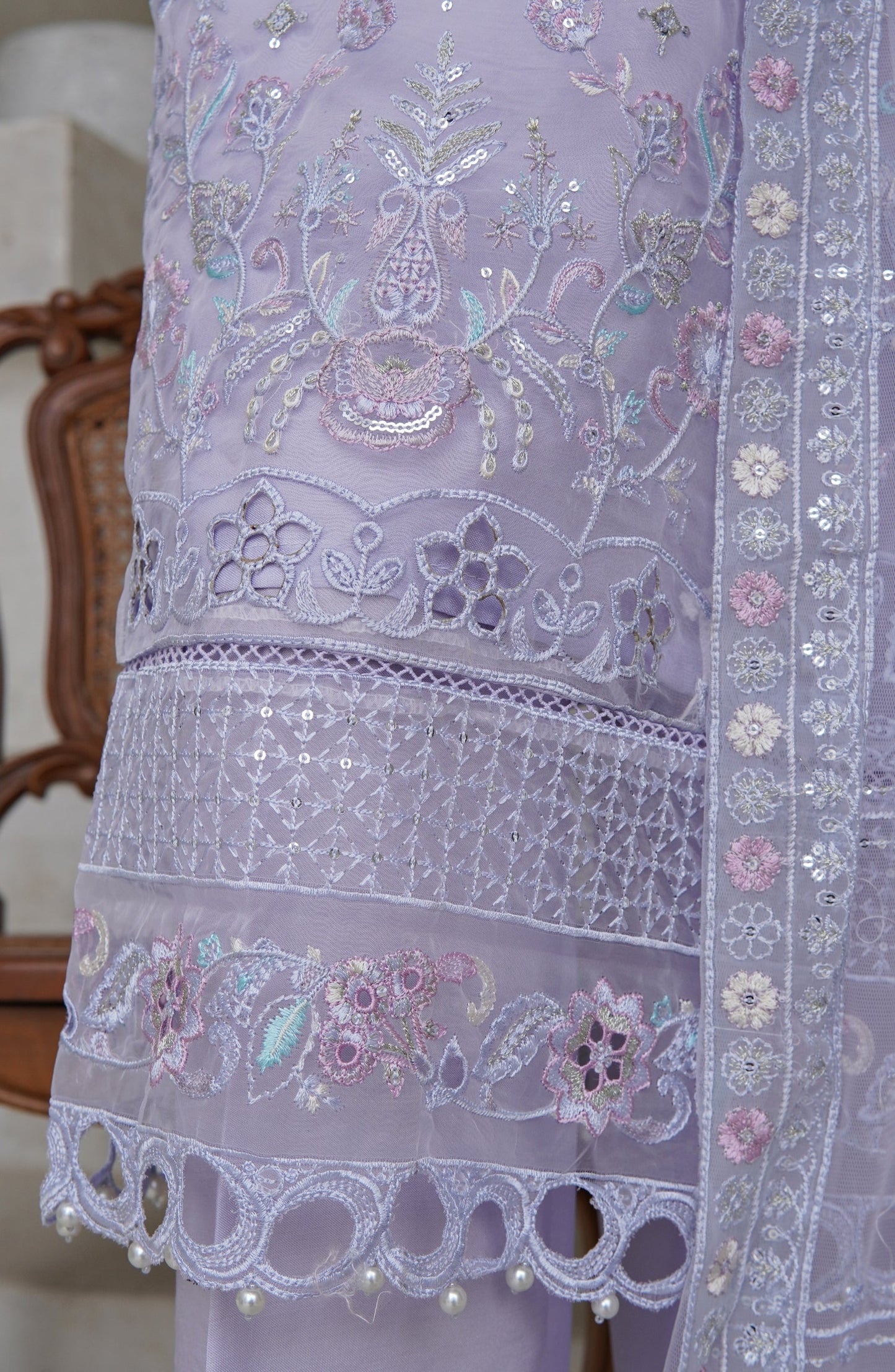 Sadabahar Mahpara Embroidered Organza Stitched - Luxe Organza Vol 17