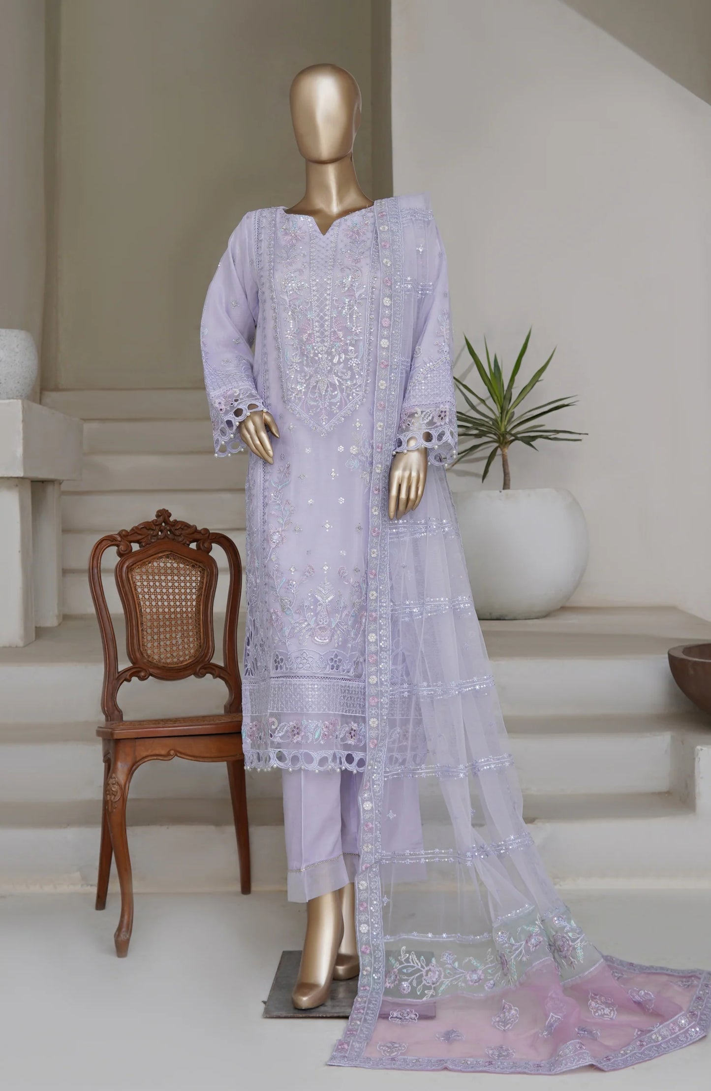Sadabahar Mahpara Embroidered Organza Stitched - Luxe Organza Vol 17