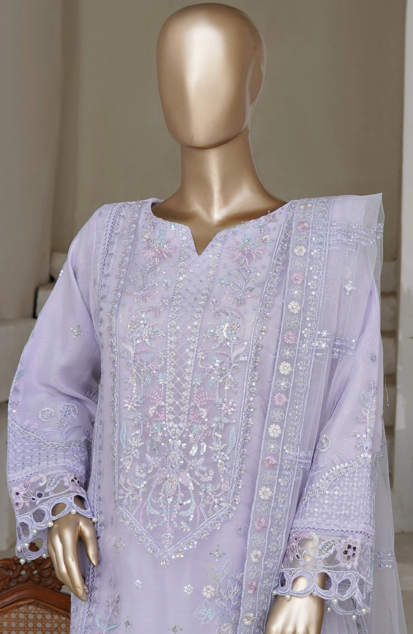 Sadabahar Mahpara Embroidered Organza Stitched - Luxe Organza Vol 17