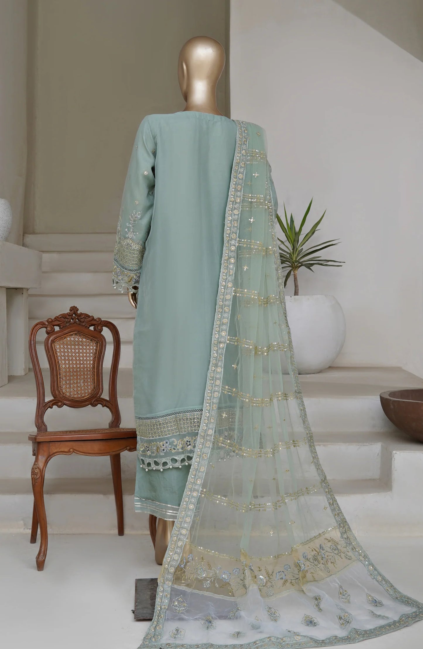 Sadabahar Mahpara Embroidered Organza Stitched - Luxe Organza Vol 17