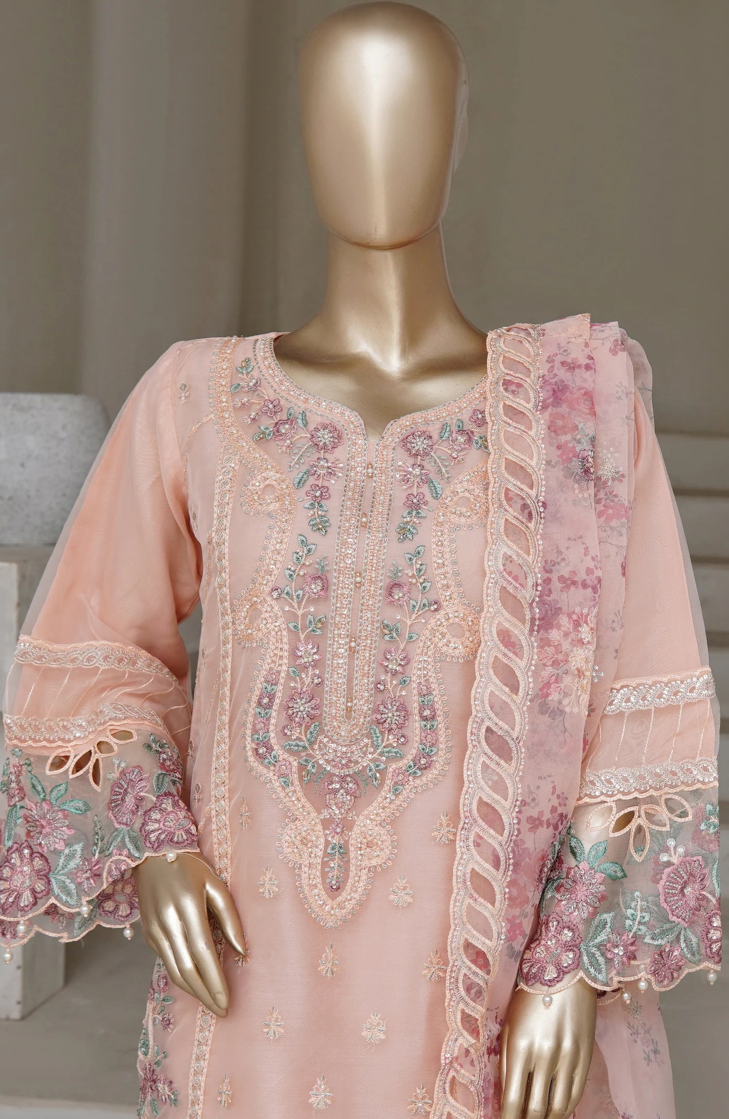 Sadabahar Mahpara Embroidered Organza Stitched - Luxe Organza Vol 17