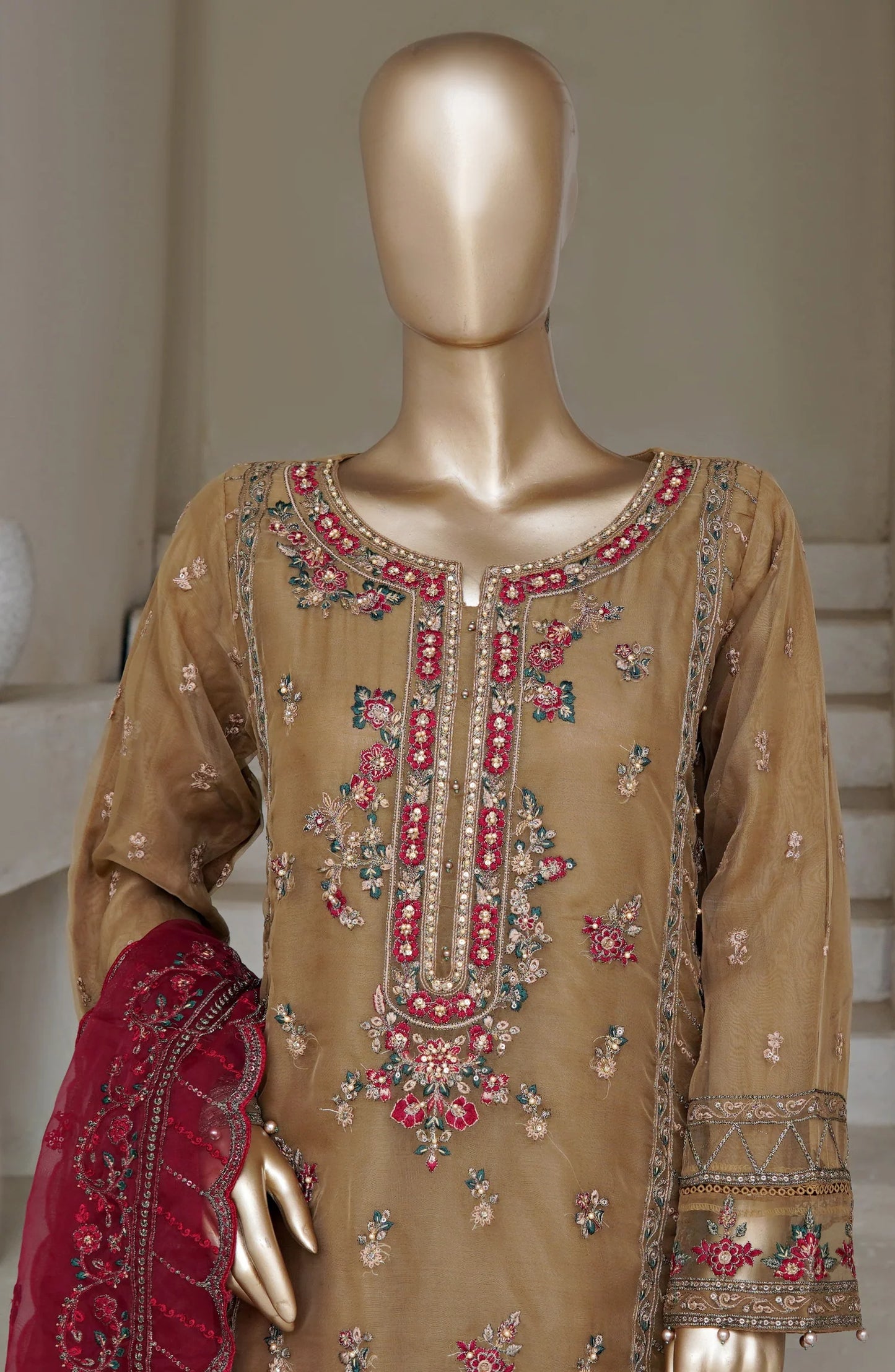 Sadabahar Mahpara Embroidered Organza Stitched - Luxe Organza Vol 17