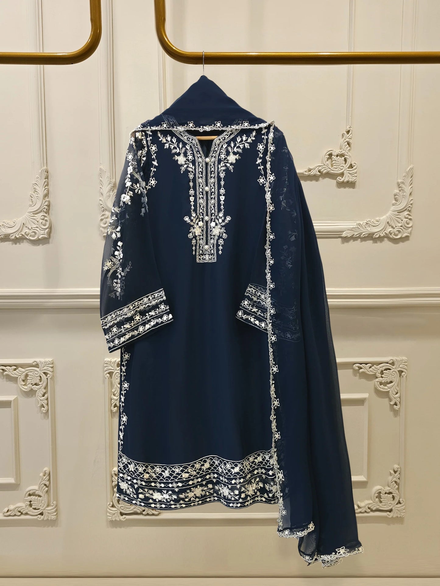 3 Piece - Bamber Chiffon Embroidered Suit S112254