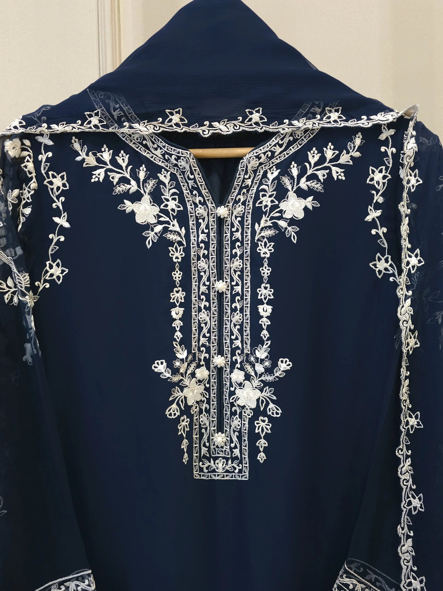 3 Piece - Bamber Chiffon Embroidered Suit S112254