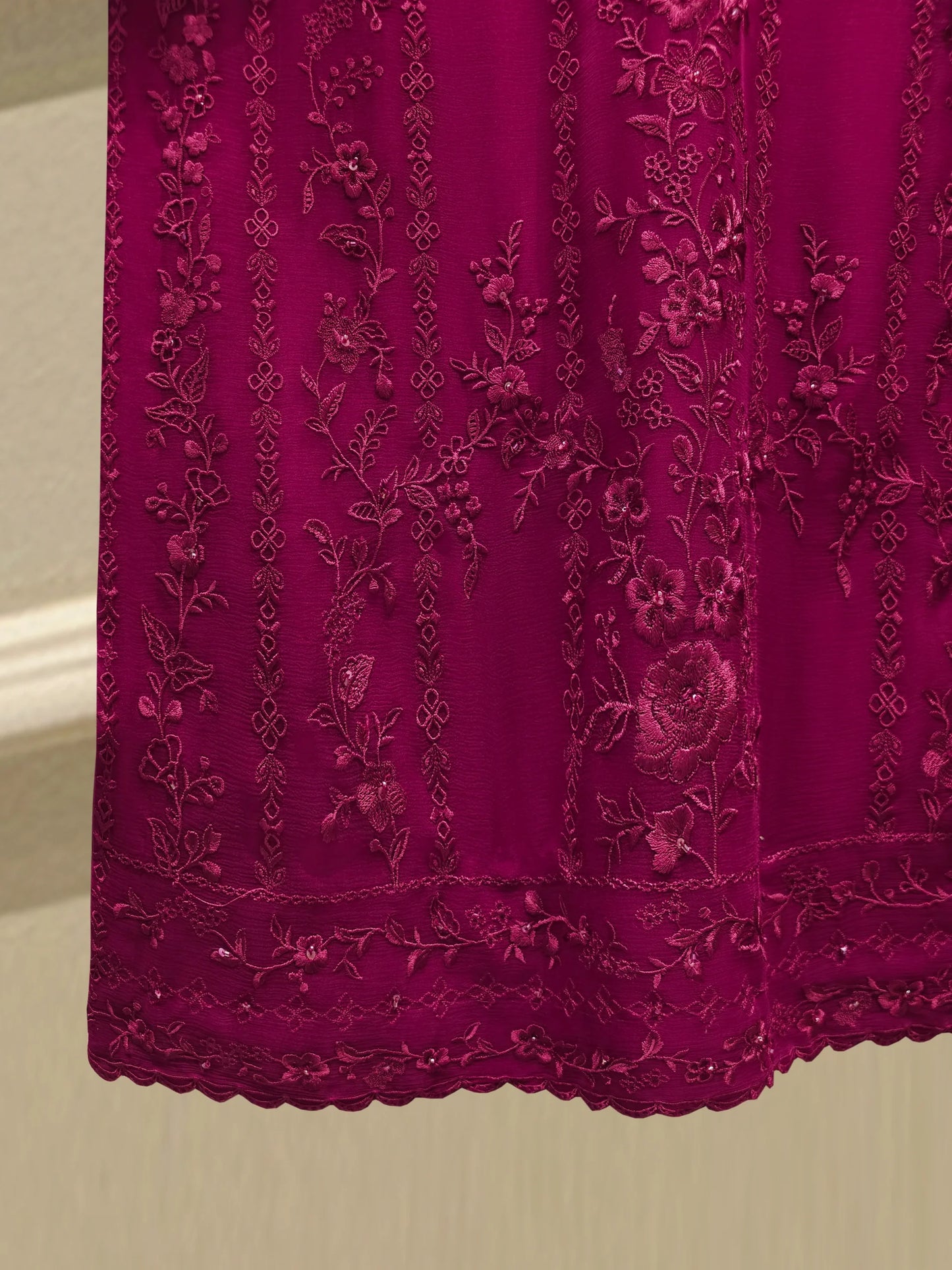 3 Piece - Pure Chiffon Embroidered Suit S112567