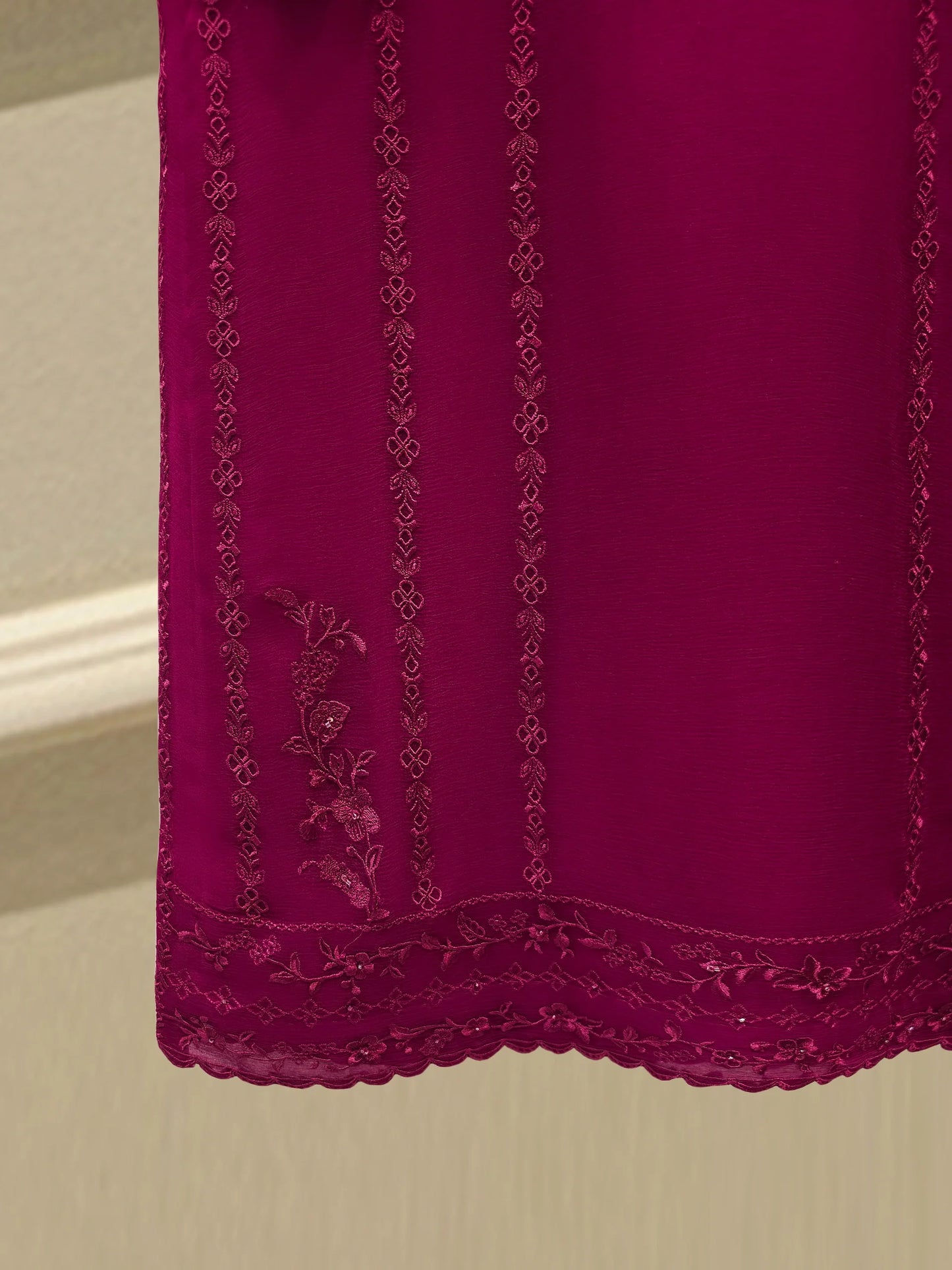 3 Piece - Pure Chiffon Embroidered Suit S112567