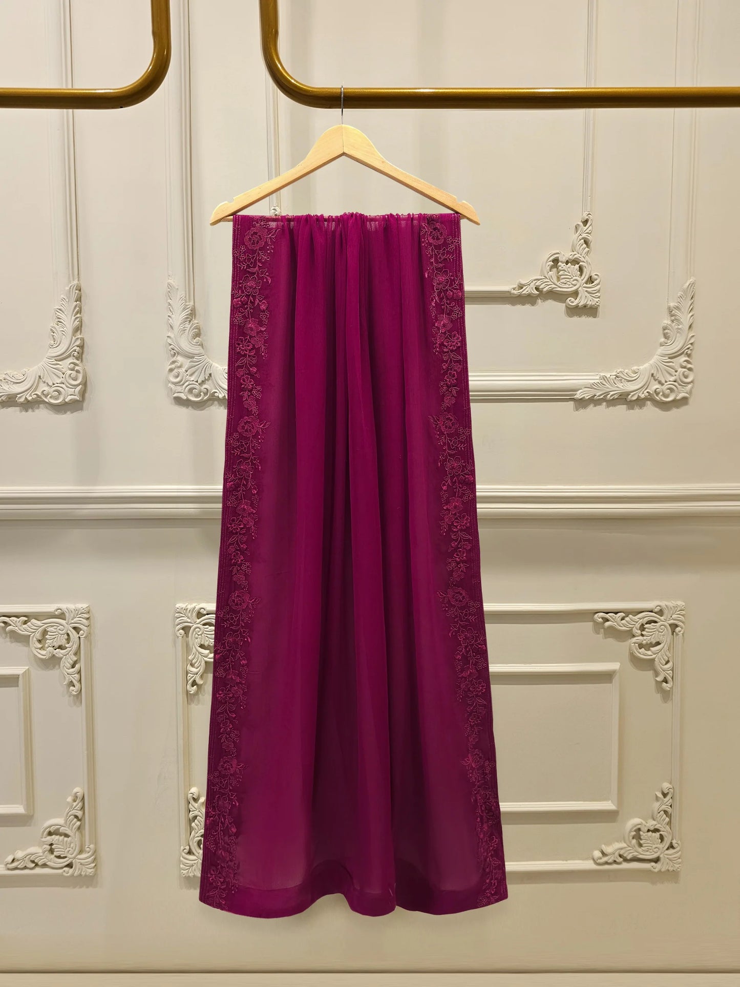 3 Piece - Pure Chiffon Embroidered Suit S112567