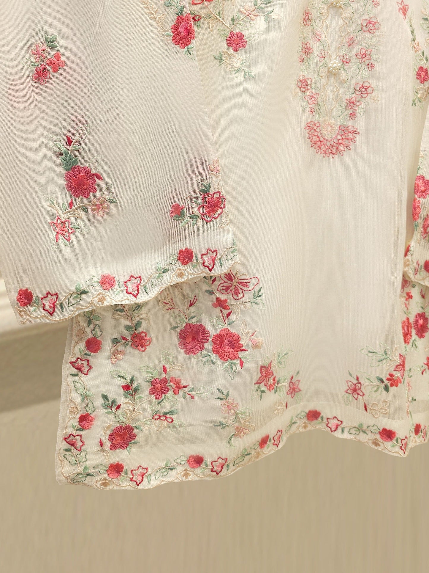 3 Piece - Pure Embroidered Cotton Net Suit S111969
