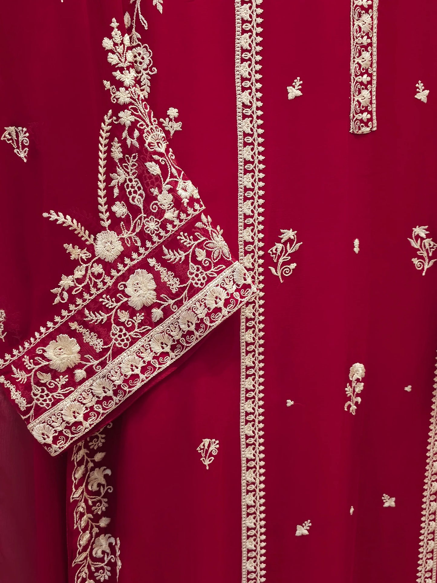 3 Piece - Pure Chiffon Embroidered Suit S112094