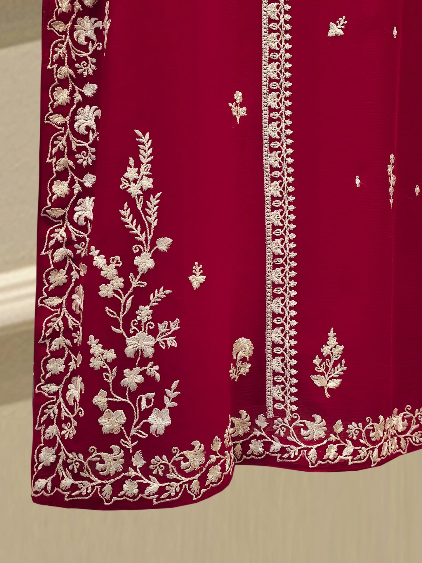 3 Piece - Pure Chiffon Embroidered Suit S112094