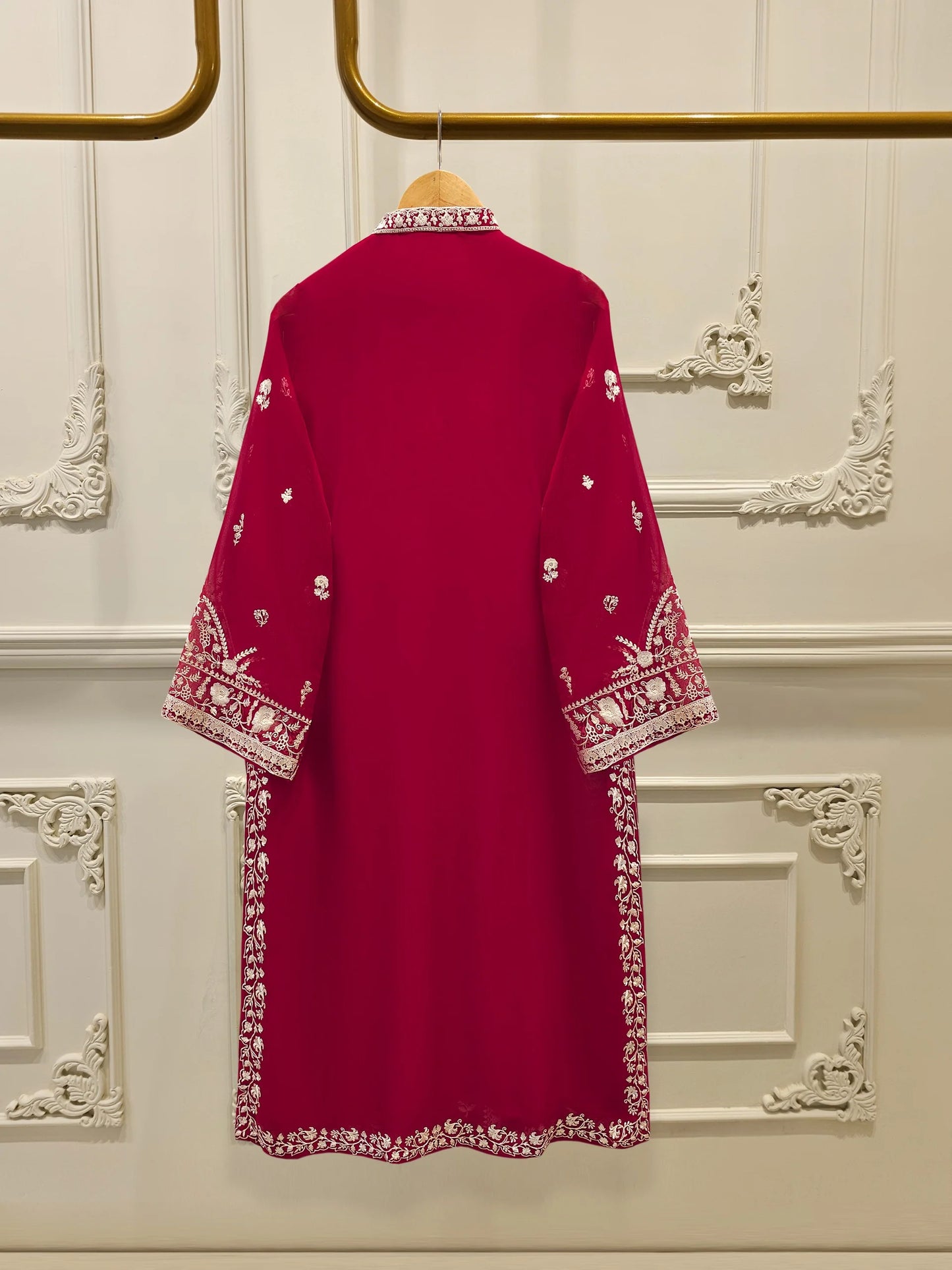 3 Piece - Pure Chiffon Embroidered Suit S112094
