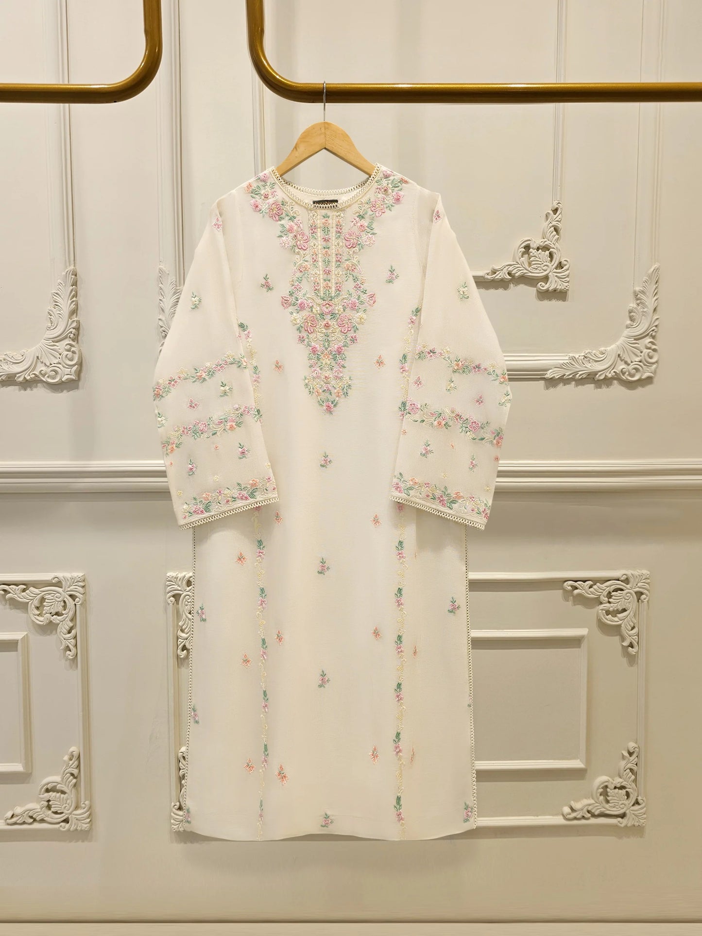 2 Piece - Pure Embroidered Cotton Net Suit S112173