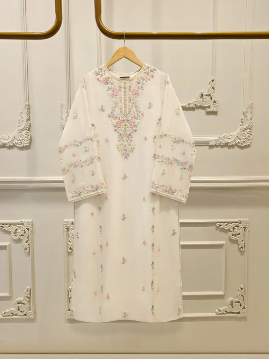 2 Piece - Pure Embroidered Cotton Net Suit S112173