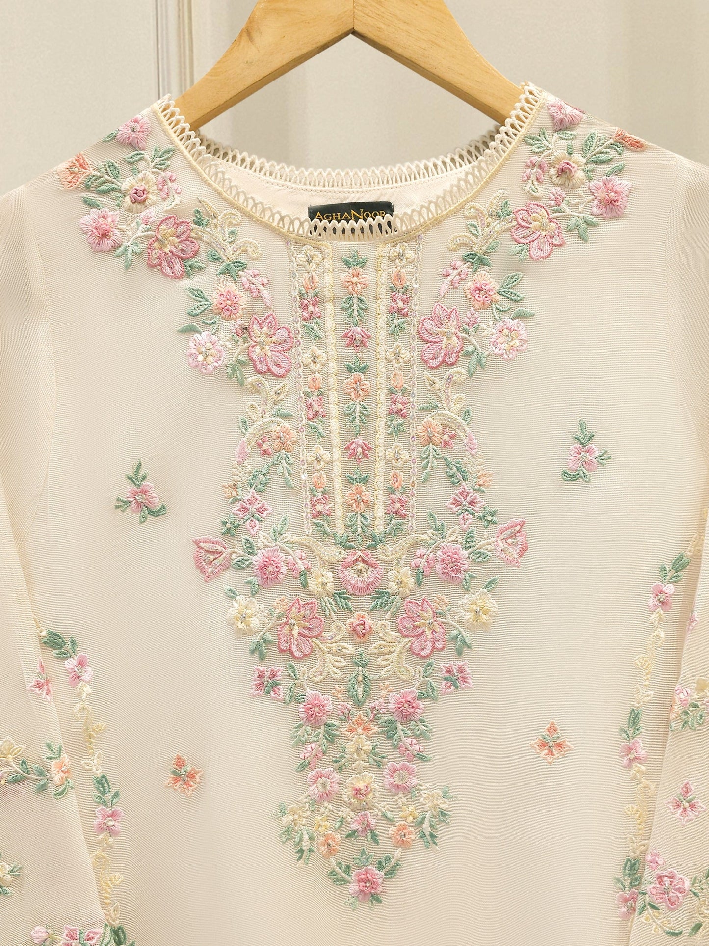 2 Piece - Pure Embroidered Cotton Net Suit S112173