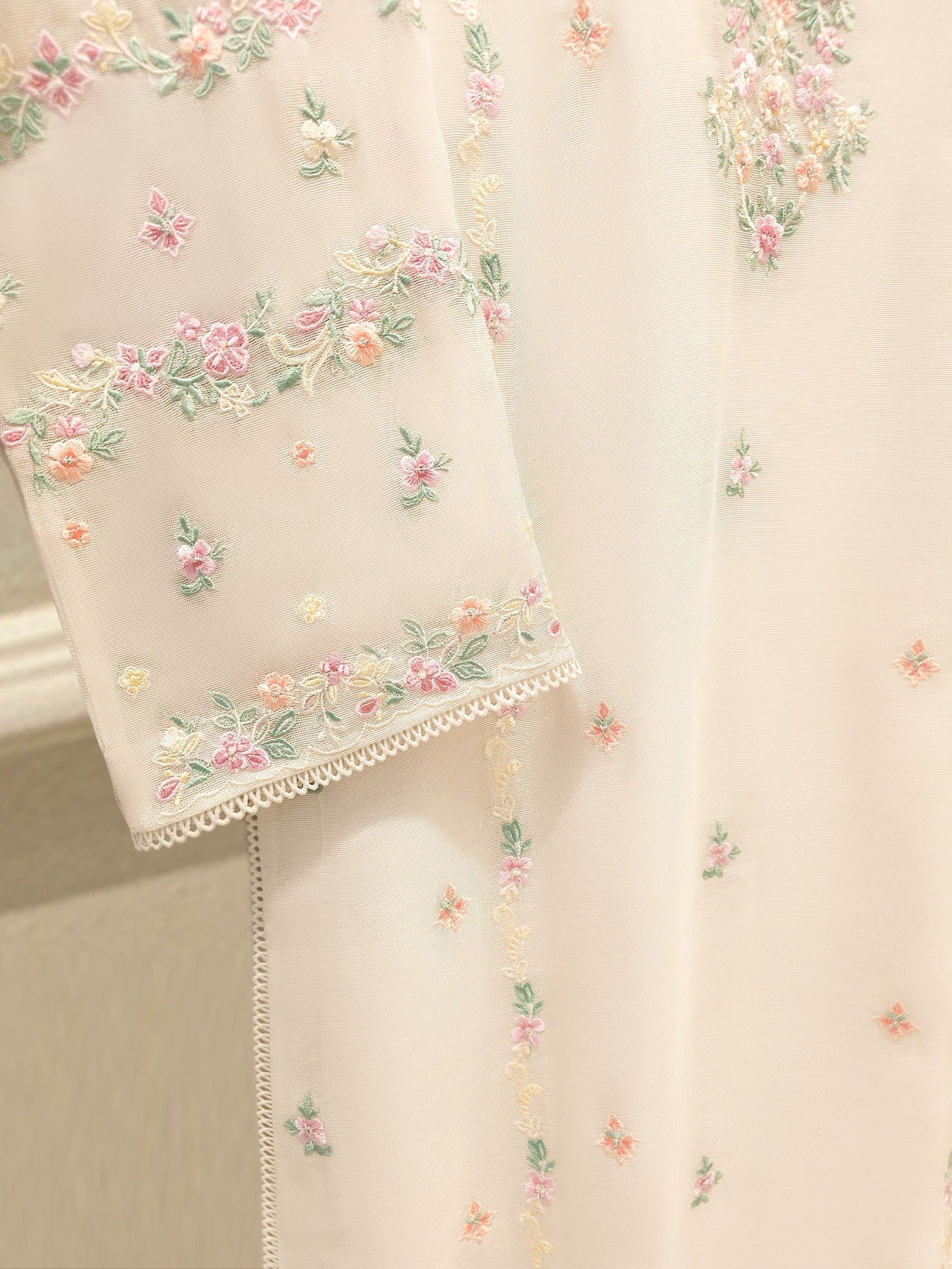 2 Piece - Pure Embroidered Cotton Net Suit S112173