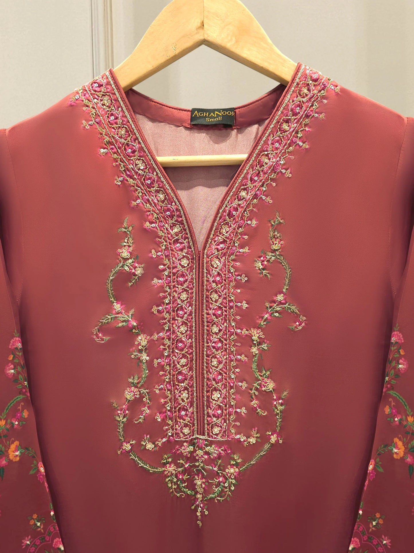 2 Piece - Pure Embroidered Charmeuse Silk Suit S112143