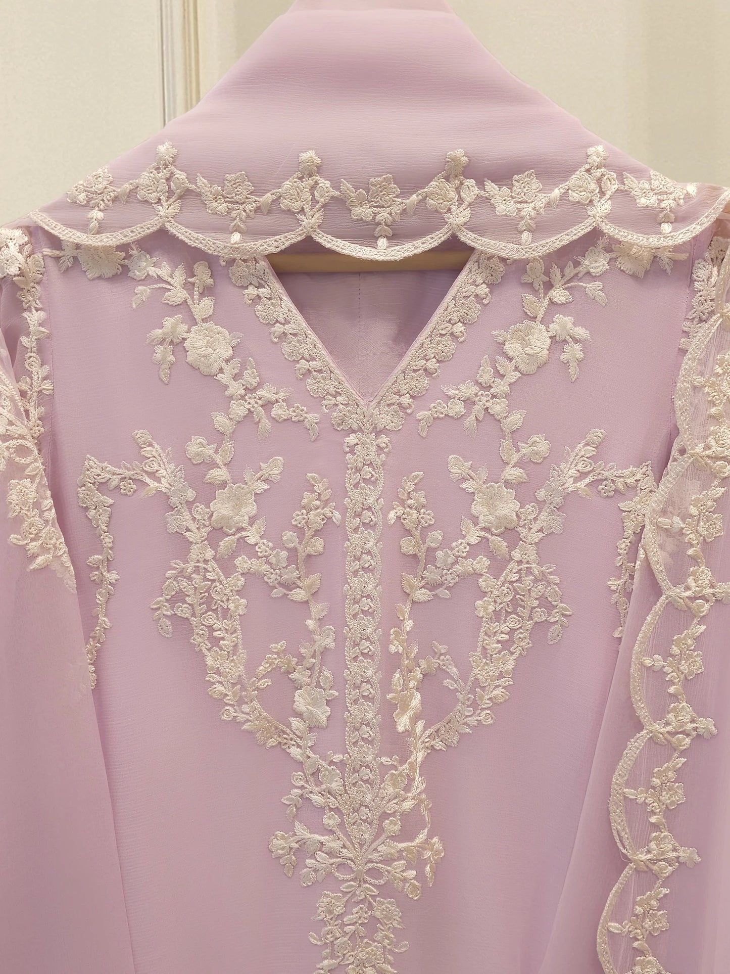 3 Piece - Pure Chiffon Embroidered Suit S112195