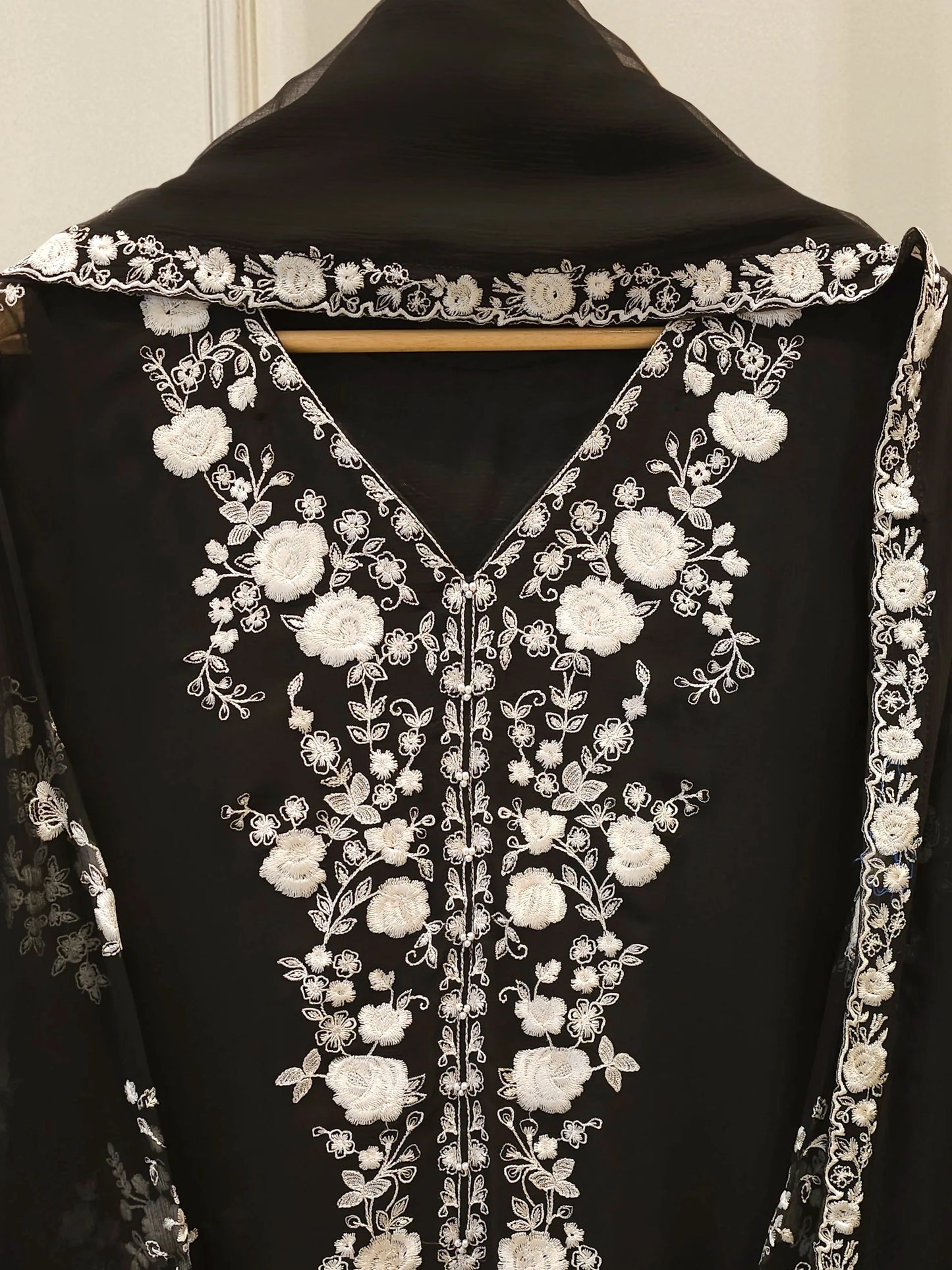 3 Piece - Pure Chiffon Embroidered Suit S112225