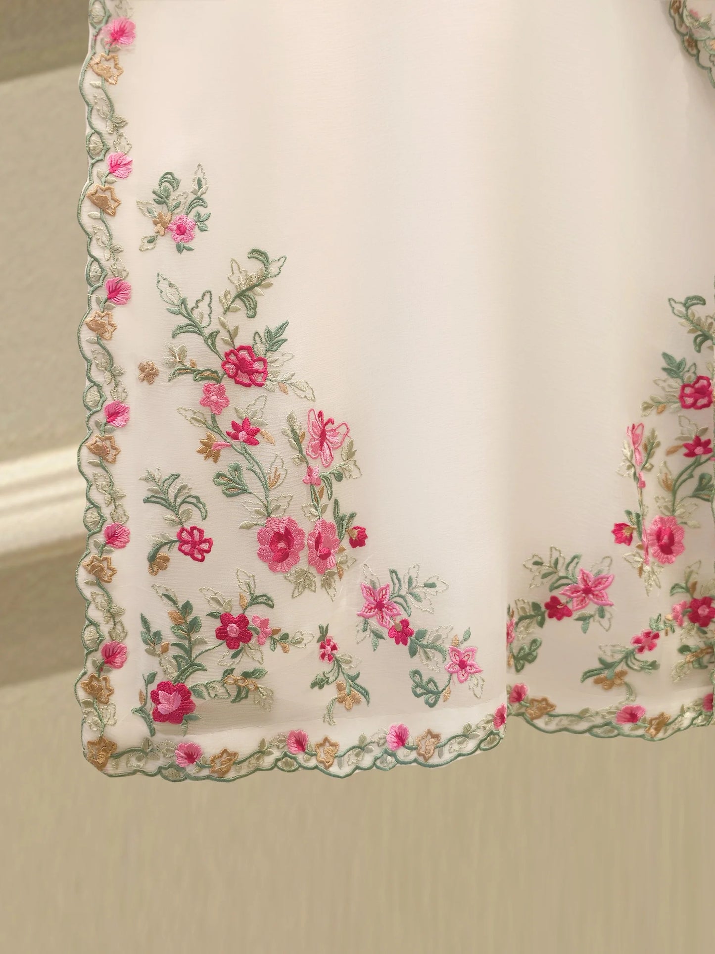3 Piece - Pure Bamber Chiffon Embroidered Suit S112310