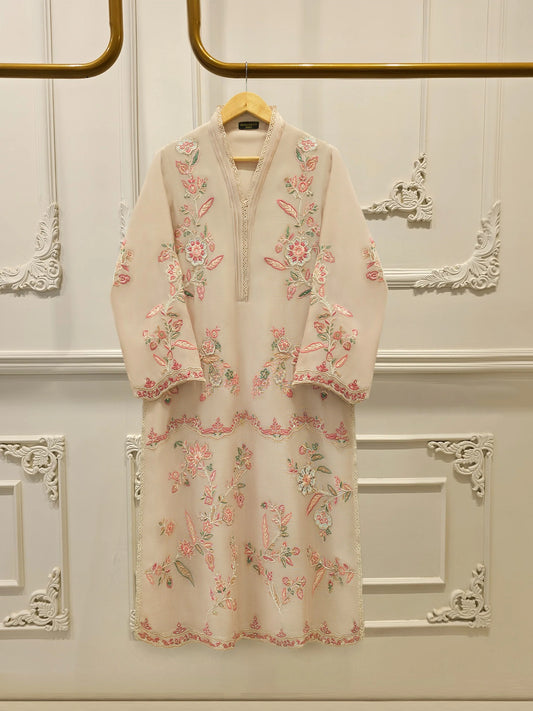 2 Piece - Pure Embroidered Cotton Net Suit S112497