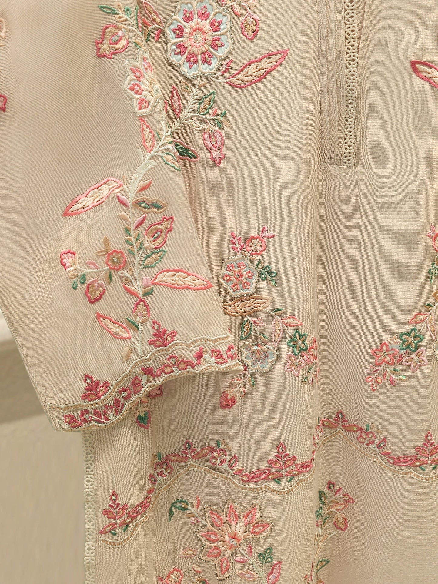 2 Piece - Pure Embroidered Cotton Net Suit S112497