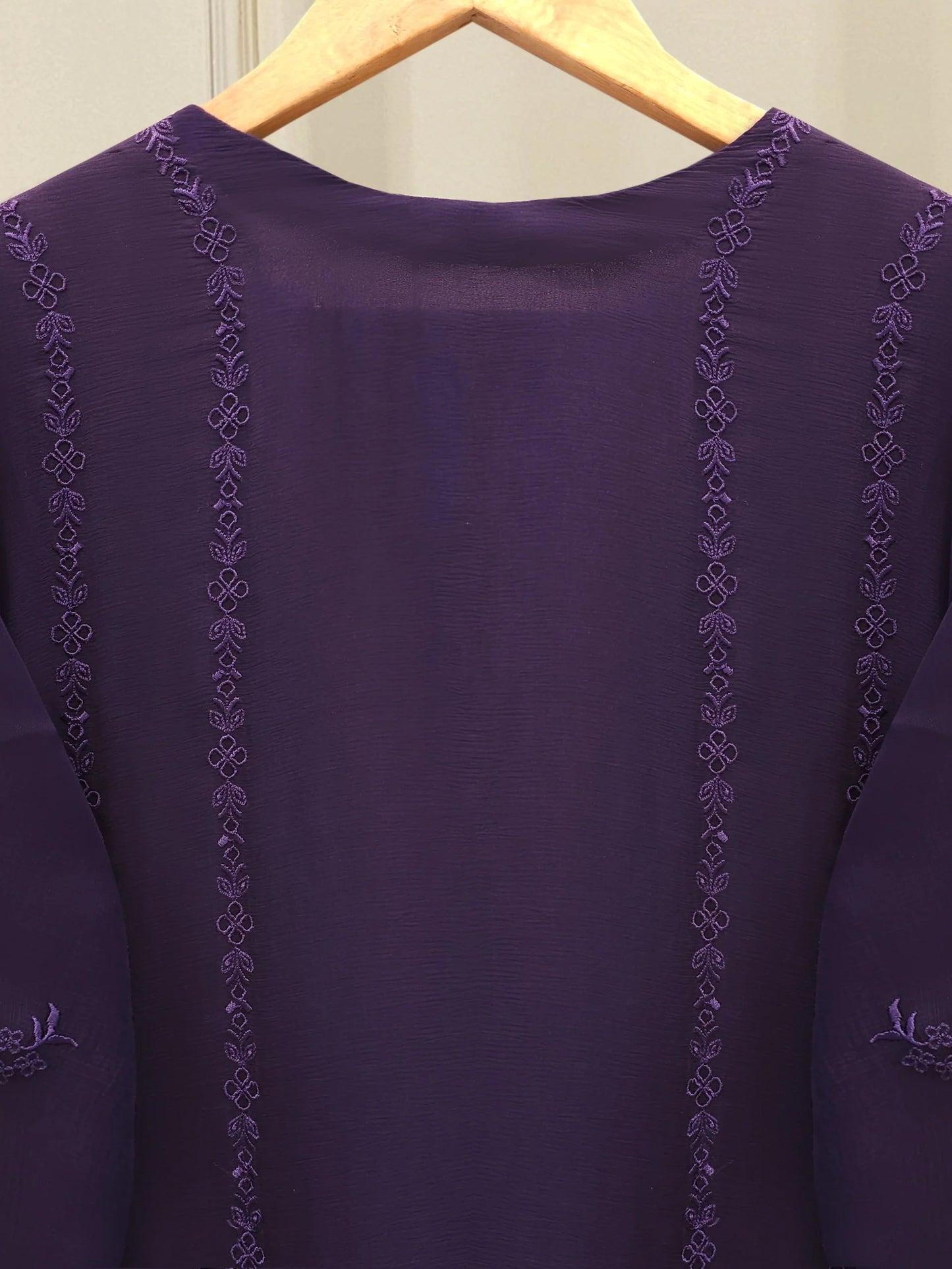 3 Piece - Pure Chiffon Embroidered Suit S112525