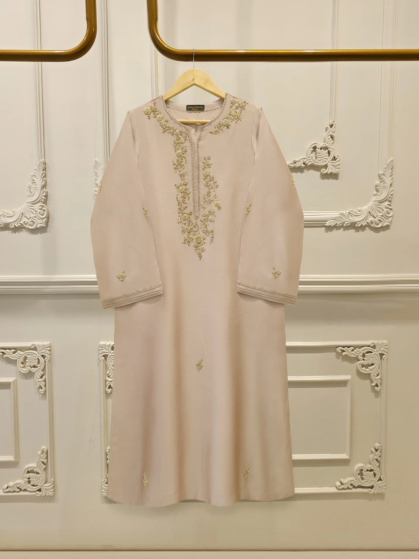 Pure Embroidered Sheesha Silk Shirt S112975