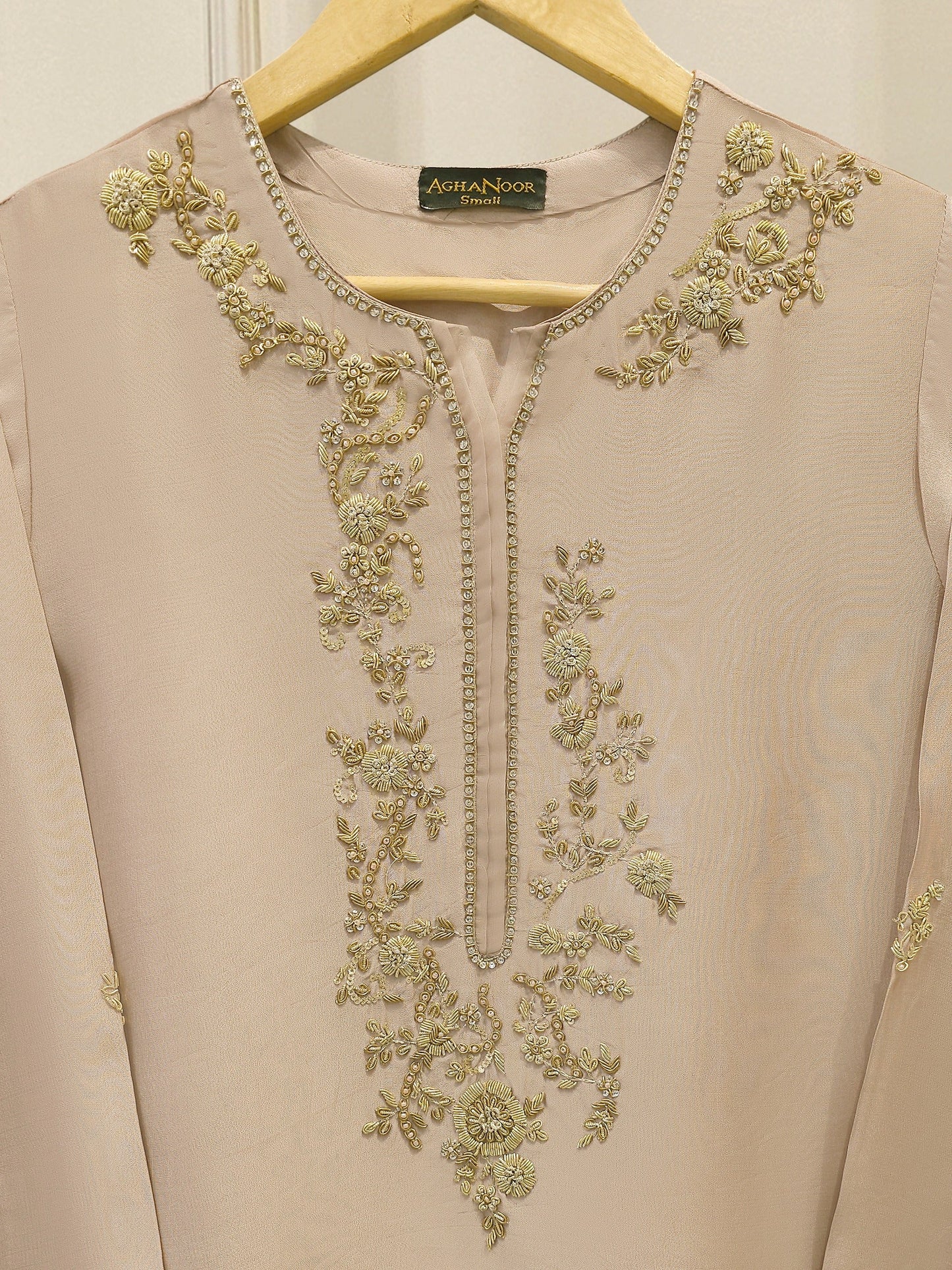 Pure Embroidered Sheesha Silk Shirt S112975