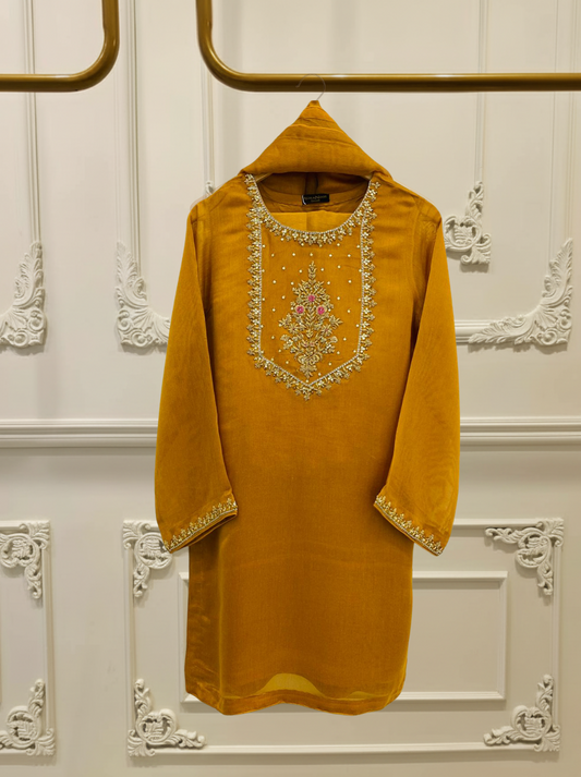 3 Piece - Pure Embroidered Cotton Net Suit S112309